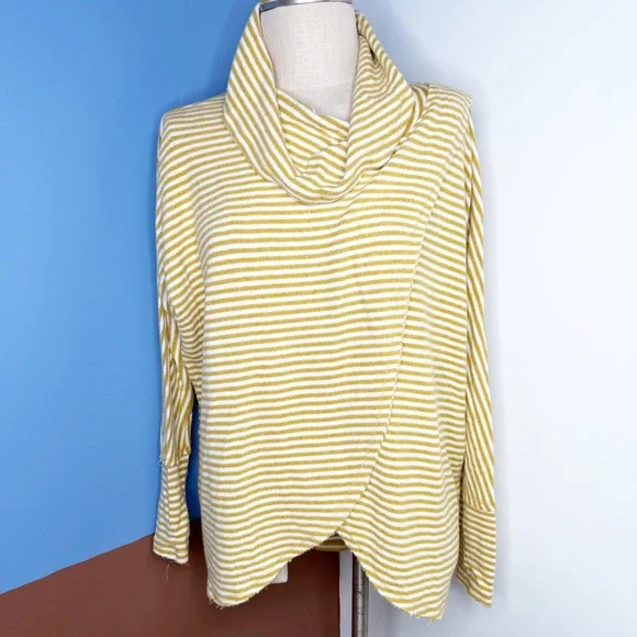 Anthropologie Saturday Sunday Homebound Cowl Neck Tunic Sweater Yellow XS - Picture 3 of 8